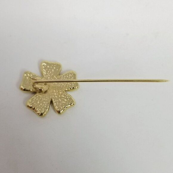 Vintage Red White Blue Enamel Flower Stick Pin, Floral Brooch, Estate - Picture 4 of 8